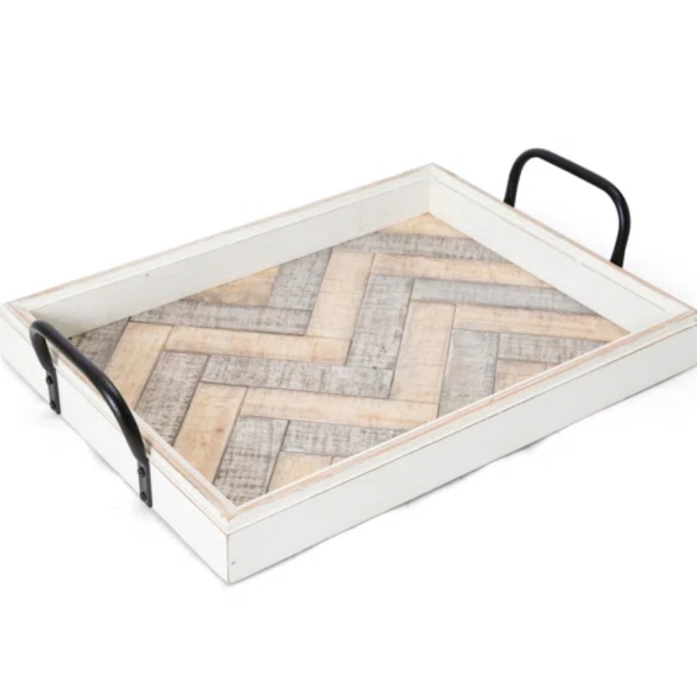 Patrina Wavy Wood Tray, 19-Inch